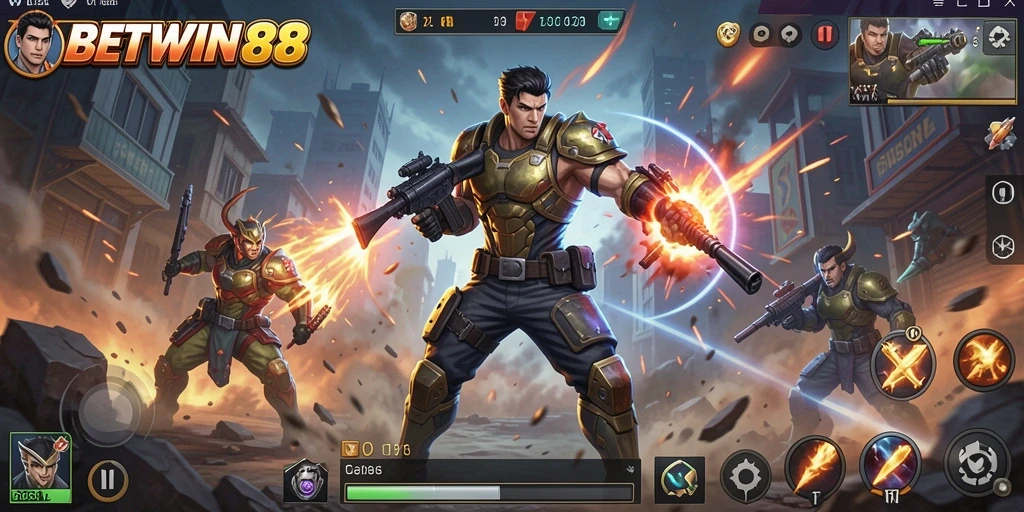 Screenshot menunjukkan karakter bertarung dalam aksi yang mendebarkan.