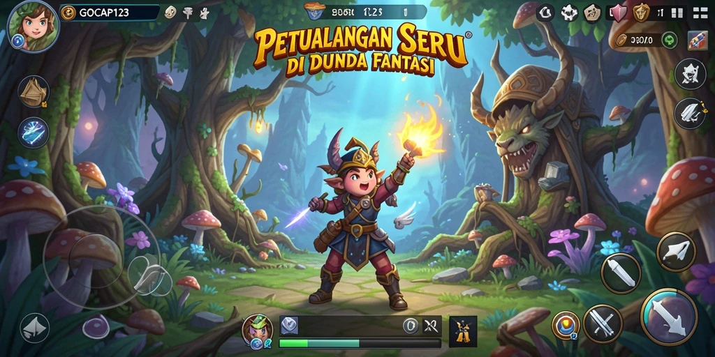 Tangkapan layar dari GOCAP123 menampilkan petualangan di dunia fantasi.