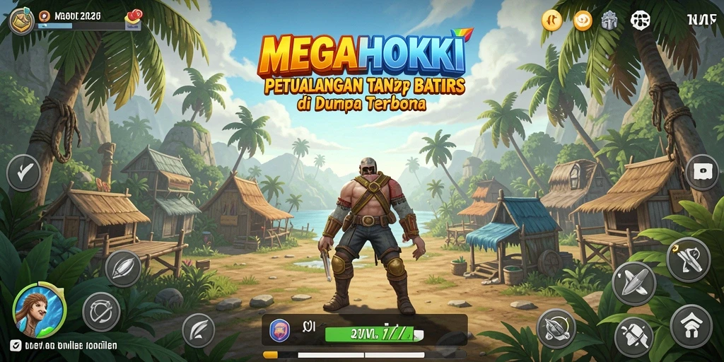 Tampilan gameplay MEGAHOKI yang menakjubkan di dunia terbuka.