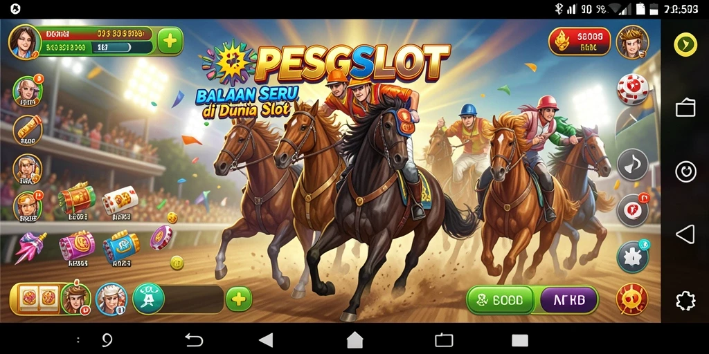 Tampilan gameplay PESGSLOT yang penuh aksi dan kecepatan balap.