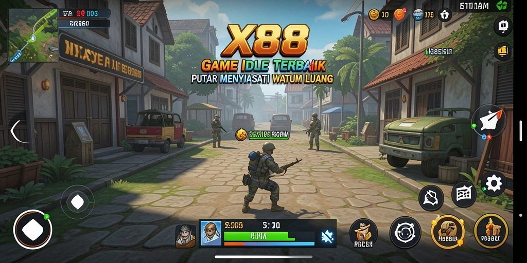 Screenshot gameplay X88 menampilkan karakter beraksi dalam game Idle.