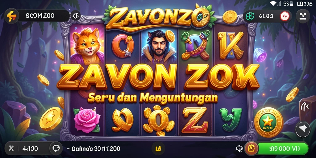 Tampilan menarik dari gameplay ZAVONZO yang penuh warna.